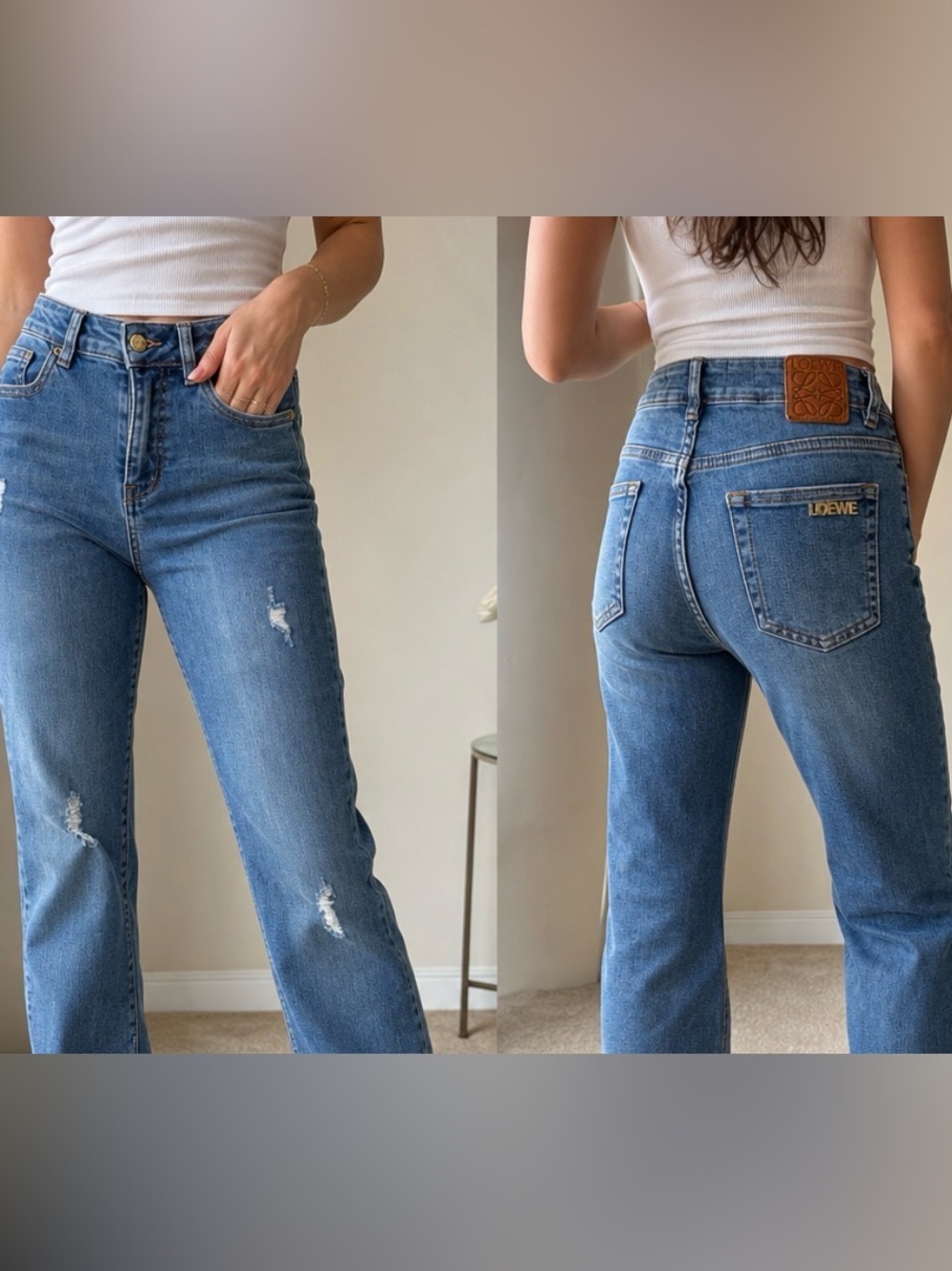 LOEWE Medium Blue Distressed Jeans